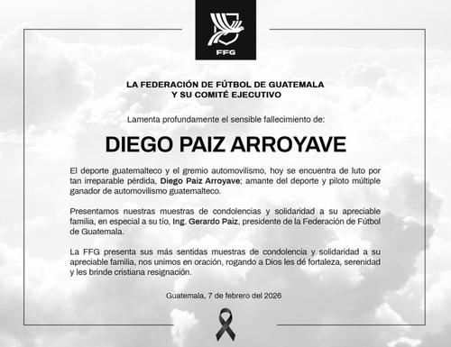 El piloto guatemalteco era sobrino de Gerardo Paiz, presidente de la FFG. (Imagen: FFG)