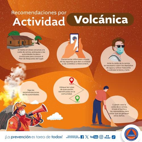 Recomendaciones ante la actividad volc&aacute;nica. (Imagen: Conred)