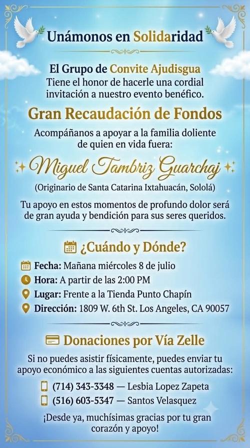 Los seres queridos de Miguel Tambriz recaudan fondos para repatriar sus restos. (Foto: Ajudisgua)