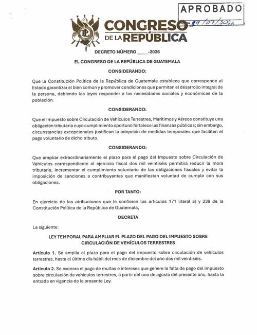 El decreto contempla exonerar multas e intereses por atraso a partir del 1 de agosto hasta que la reforma cobre vigencia. (Imagen: captura de pantalla)