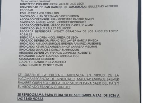 En el caso conocido como Toma de la USAC: Bot&iacute;n pol&iacute;tico la audiencia fijada la semana pasada fue suspendida por que el juez cedi&oacute; a petici&oacute;n de uno de los sindicado. (Foto: Cortes&iacute;a/Soy502)