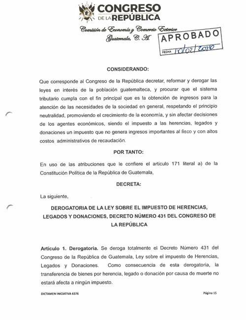 La eliminaci&oacute;n de este impuesto alivia la presi&oacute;n econ&oacute;mica sobre las familias, seg&uacute;n diputados. (Imagen: Archivo/Soy502) 