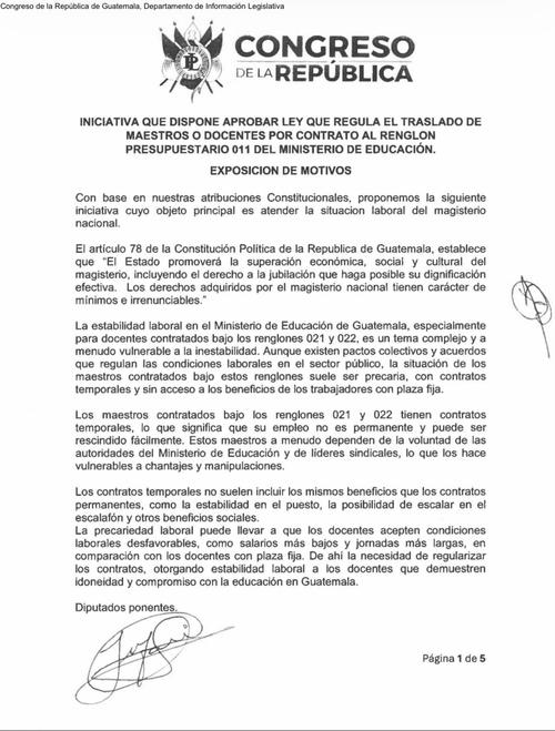 La propuesta pretende brindar mayor estabilidad laboral al magisterio. (Imagen: captura de pantalla)