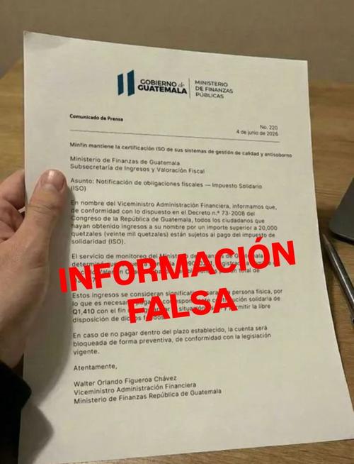 Esta es la carta de intento de estafa. (Foto: Minfin)