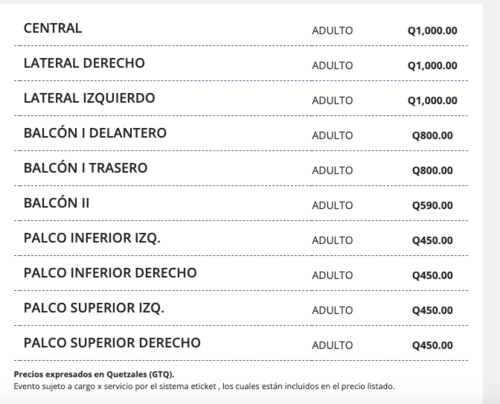 precios benny ibarra guatemala