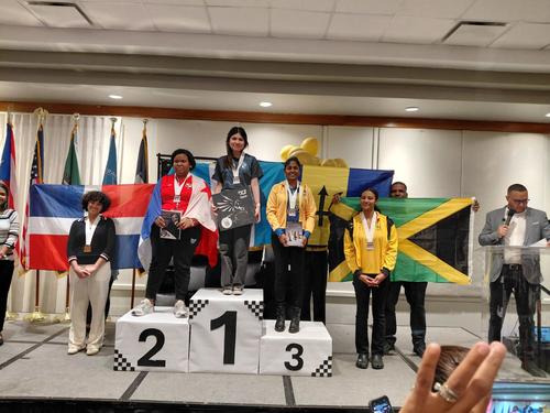 Al centro, Fiorella Garc&iacute;a, en el segundo Layla Caicedo de Panam&aacute;, tercero Hannah Wilson de Barbados y cuarto la jamaiquina Gabriela Watson. (Foto: CDAG)