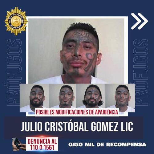 La PNC muestra a pandillero fugado con posibles cambios f&iacute;sicos. (Foto: PNC)