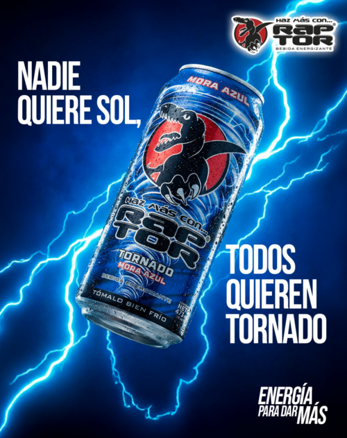 Raptor, Tornado Mora Azul, energ&eacute;ticas, verano, sabor, bebida, Guatemala, Soy502