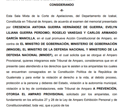 Sala Mixta de la Corte de Apelaciones otorg&oacute; amparo provisional y suspendi&oacute; la construcci&oacute;n de la c&aacute;rcel de m&aacute;xima seguridad "El Triunfo". 