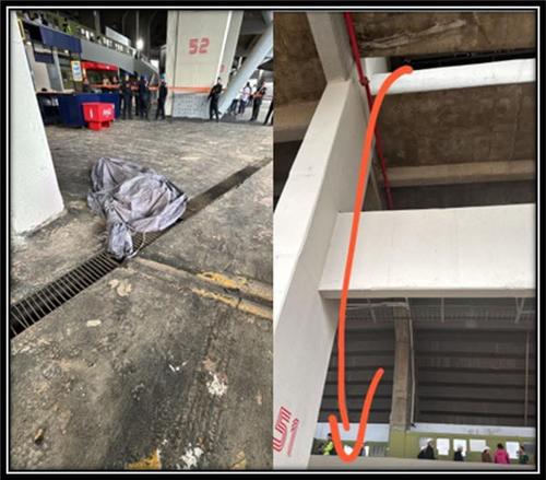 El aficionado es un hombre de aproximadamente 27 a&ntilde;os que falleci&oacute; tras caer de una altura aproximada de 14 metros. (Foto: Redes sociales)