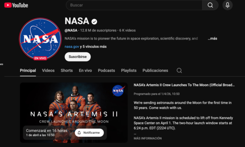 La cobertura principal estar&aacute; disponible en el canal de YouTube de la NASA. (Imagen: captura de pantalla)