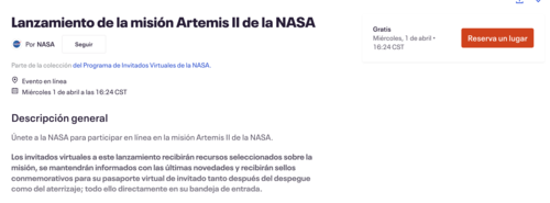 Reserva tu lugar como invitado virtual del lanzamiento Artemis II. (Image: captura de pantalla)