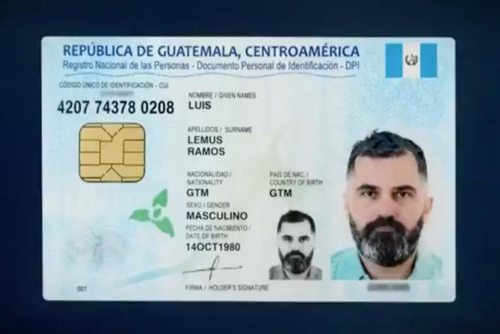 Este es el DPI falso que utiliz&oacute; Fernando Farillas Laguna. (Foto: Renap)