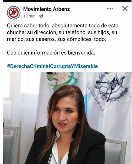 Seg&uacute;n se inform&oacute;, este ser&iacute;a uno de los mensajes de amenaza que denunci&oacute; la presidenta de la Corte Suprema de Justicia. 