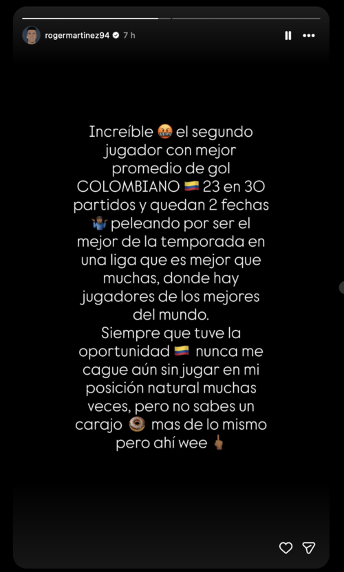 El mensaje de Roger Martinez en redes sociales. 