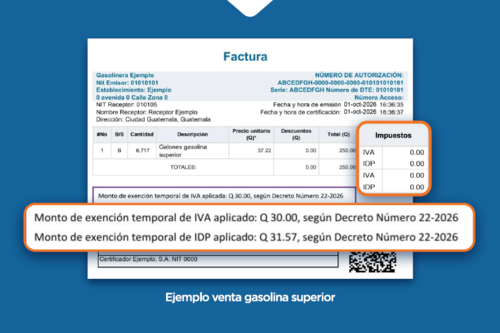 Decreto 22-2026, SAT, combustibles, facturas, IVA, IDP, Werner Ovalle, exenci&oacute;n tributaria, 02