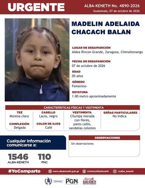 La menor hab&iacute;a sido reportada como desaparecida. (Foto: Alerta Alba-Keneth)