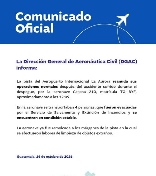 Comunicado de Aeron&aacute;utica Civil (Foto: DGAC)