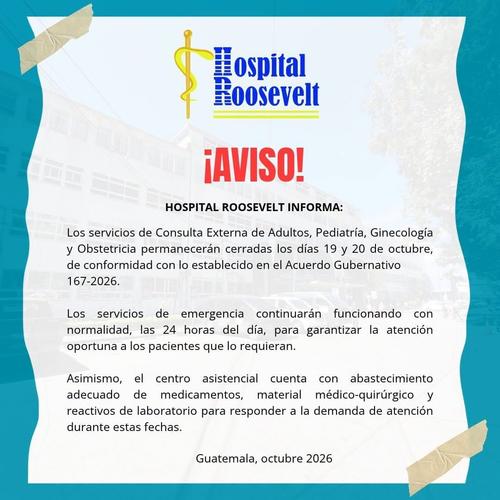 El comunicado del centro asistencial. (Foto: Hospital Roosevelt)