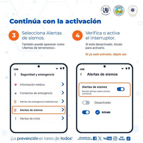 Pasos 3 y 4 para la activaci&oacute;n. (Foto: Conred)