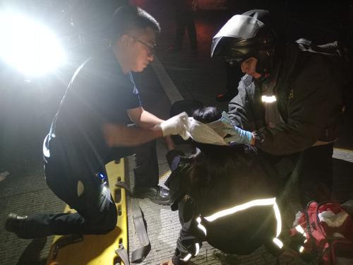 La mujer result&oacute; con graves heridas luego que un &aacute;rbol de grandes proporciones le cayera encima. (Foto: Bomberos Municipales de la Antigua Guatemala)