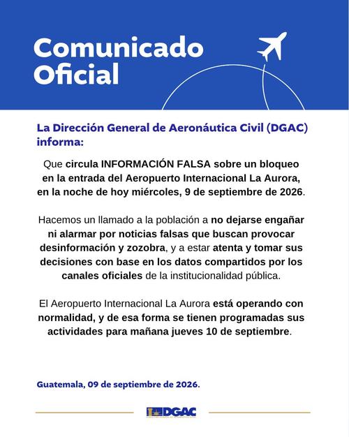 Comunicado Oficial. (Foto: DGAC)
