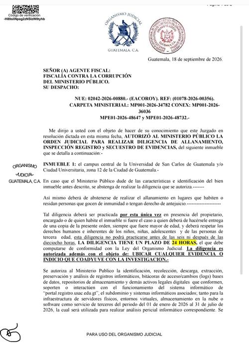 As&iacute; se llevar&aacute;n a cabo las diligencias de investigaci&oacute;n. (Foto: Organismo Judicial)