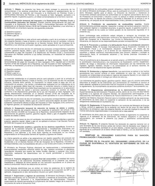 El Gobierno sancion&oacute; el Decreto 22-2026 y entrar&aacute; en vigencia a partir del 1 de octubre. (Imagen: Captura de pantalla)