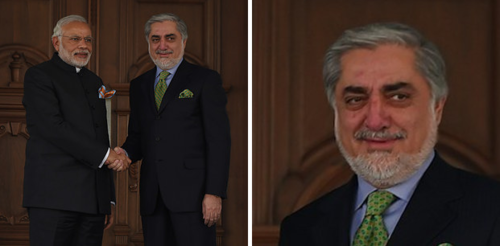 El pol&iacute;tico afgano Abdullah Abdullah y su reacci&oacute;n al saludar a Modi. (Foto: Shah Marai / AFP / Getty Images)