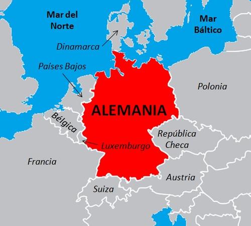 Frontera entre Alemania, Suiza y Austria.
