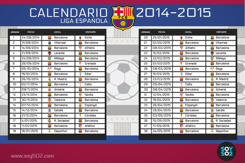 Calendario completo de los juegos de Liga del Barcelona. (Imagen: Javier Marroqu&iacute;n/Soy502)