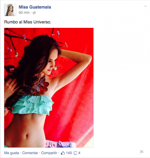 Miss Guatemala, Ana Luisa Mont&uacute;far Urrutia, se prepara para Miss Universo. (Foto: Facebook/Miss Guatemala)