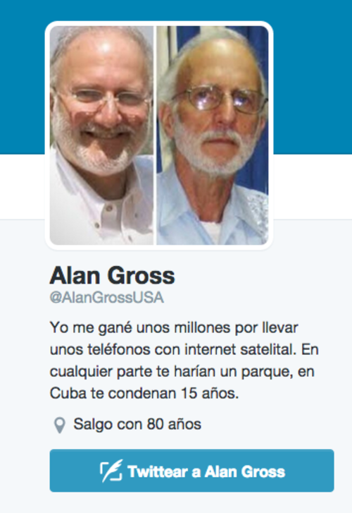 La que parece ser la cuenta del estadounidense Alan Cross, resume su situación de encarcelamiento.