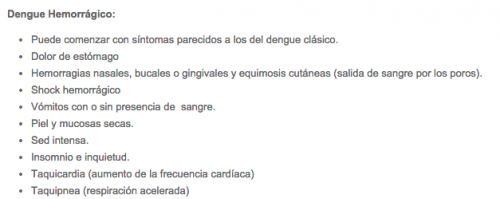 S&iacute;ntomas de dengue hemorr&aacute;gico. (Cruz Roja)