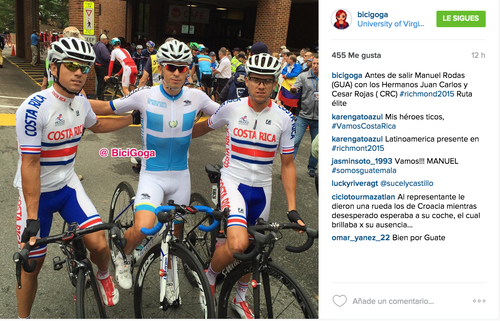 Rodas comparti&oacute; antes de la carrera con los hermanos Rojas de Costa Rica. 