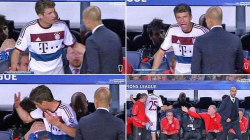 M&uuml;ller discute con Guardiola foto