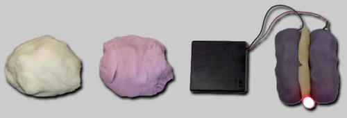 Plasticina casera, una bater&iacute;a y un Led, todo lo que necesitas para hacer un circuito simple. 