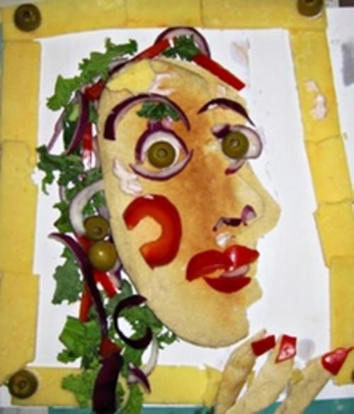 "Retrato de Dora Maar" por Pablo Picasso, recreado en ensalada por James Balm. Foto: Flavour. 