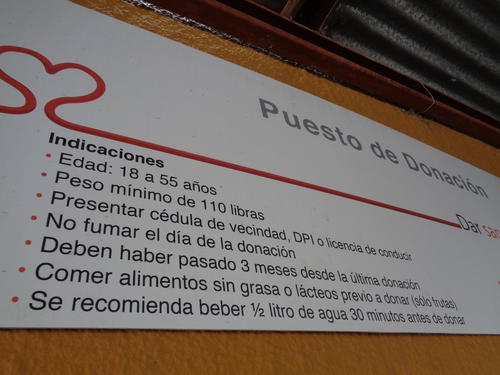 Requisitos para donar sangre. (Foto Marcia Zavala/Soy502)