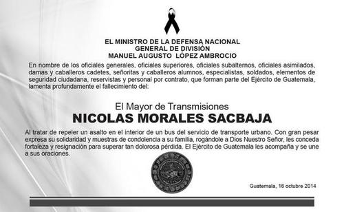 Esquela publicada por el Ministerio de la Defensa. (Foto: Twitter)