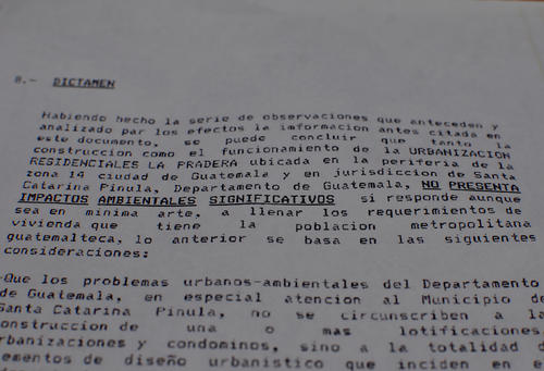 El dictamen del estudio de 20 p&aacute;ginas: no hay impactos ni riesgos. (Foto: Alejandro Bal&aacute;n/Soy502).
