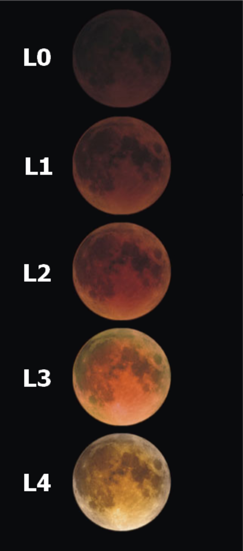 Estos son los colores de un eclipse lunar, seg&uacute;n escala de Danjon.