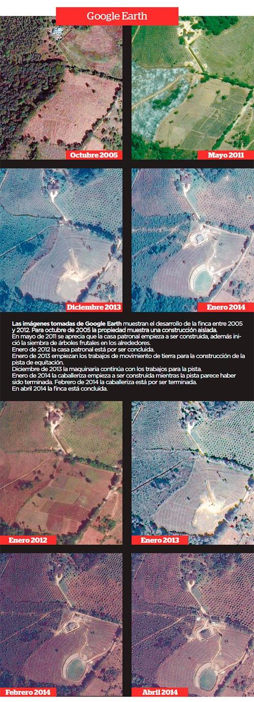 Las im&aacute;genes tomadas de Google Earth por elPeri&oacute;dico, muestran el desarrollo de la finca durante los a&ntilde;os 2015 al 2012. (Foto: elPeri&oacute;dico)