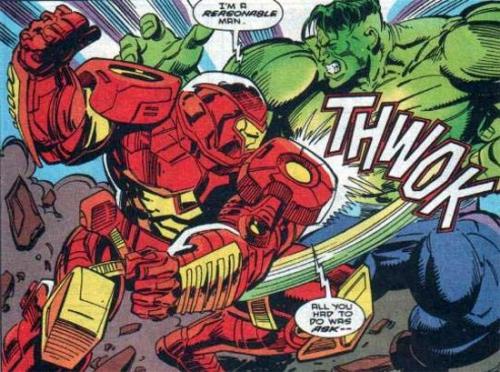 Iron Man cre&oacute; una armadura especial para combatir con el poderoso Hulk. 