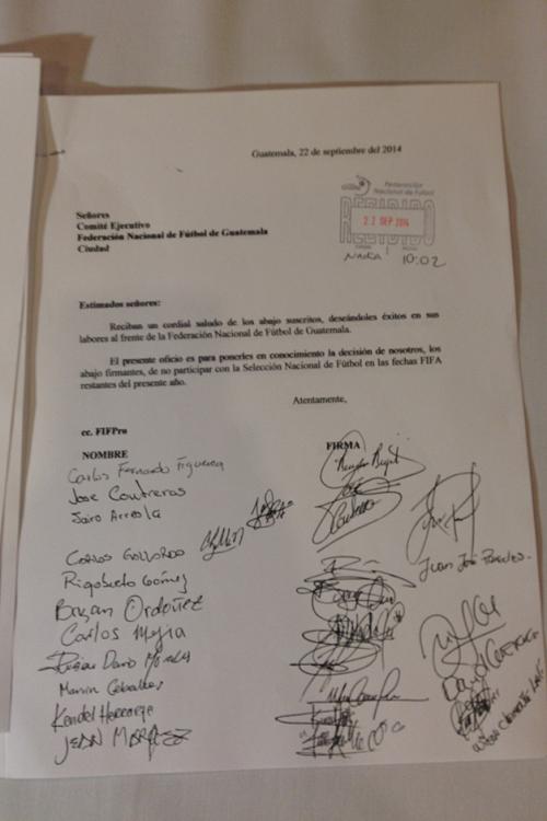 Carta de renuncia a la selecci&oacute;n nacional