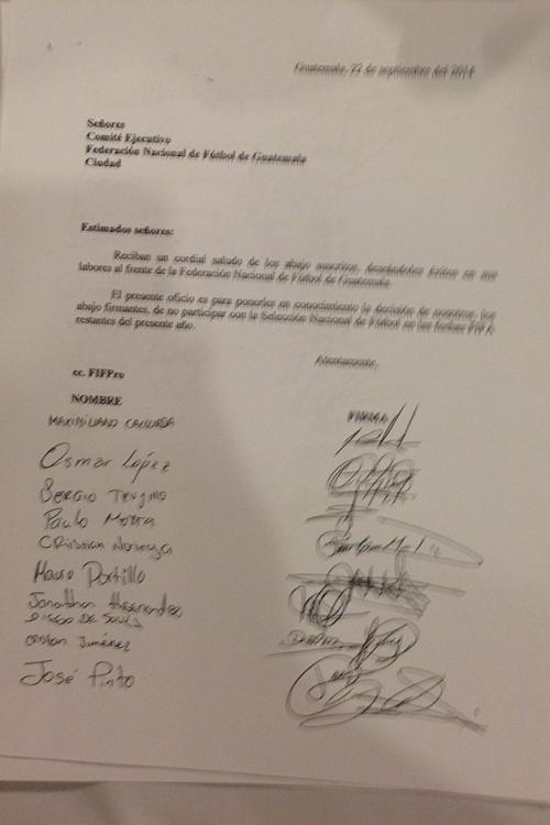 Carta de renuncia a la selecci&oacute;n nacional