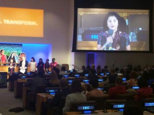 Imagen de Jimena durante el discurso. (Foto: Let Girls Lead)