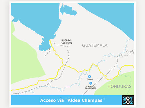 Un punto para el trasiego de drogas y armas son las aldeas El Cacao y Champas, o Champas Corrientes, en Puerto Barrios, Izabal, seg&uacute;n informes de inteligencia. Estas colindan con las aldeas Garc&iacute;a y El Corinto, en Cort&eacute;s, Honduras. El Corinto todav&iacute;a es identificado como un punto de trasiego de drogas hacia Guatemala.