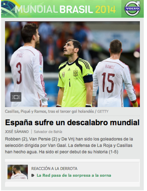 El Pa&iacute;s, de Espa&ntilde;a reconoce el descalabro de la selecci&oacute;n. 