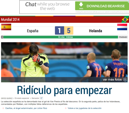 El porta elmundo.es, calific&oacute; de rid&iacute;culo el papel de Espa&ntilde;a. 